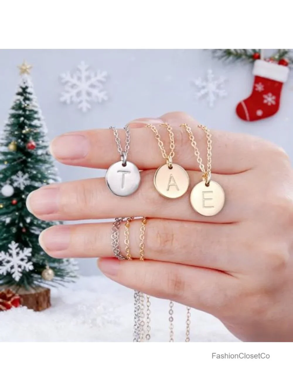 14K Gold Plated Initial Disc Necklace Layered Dainty Jewelry Gift for Women